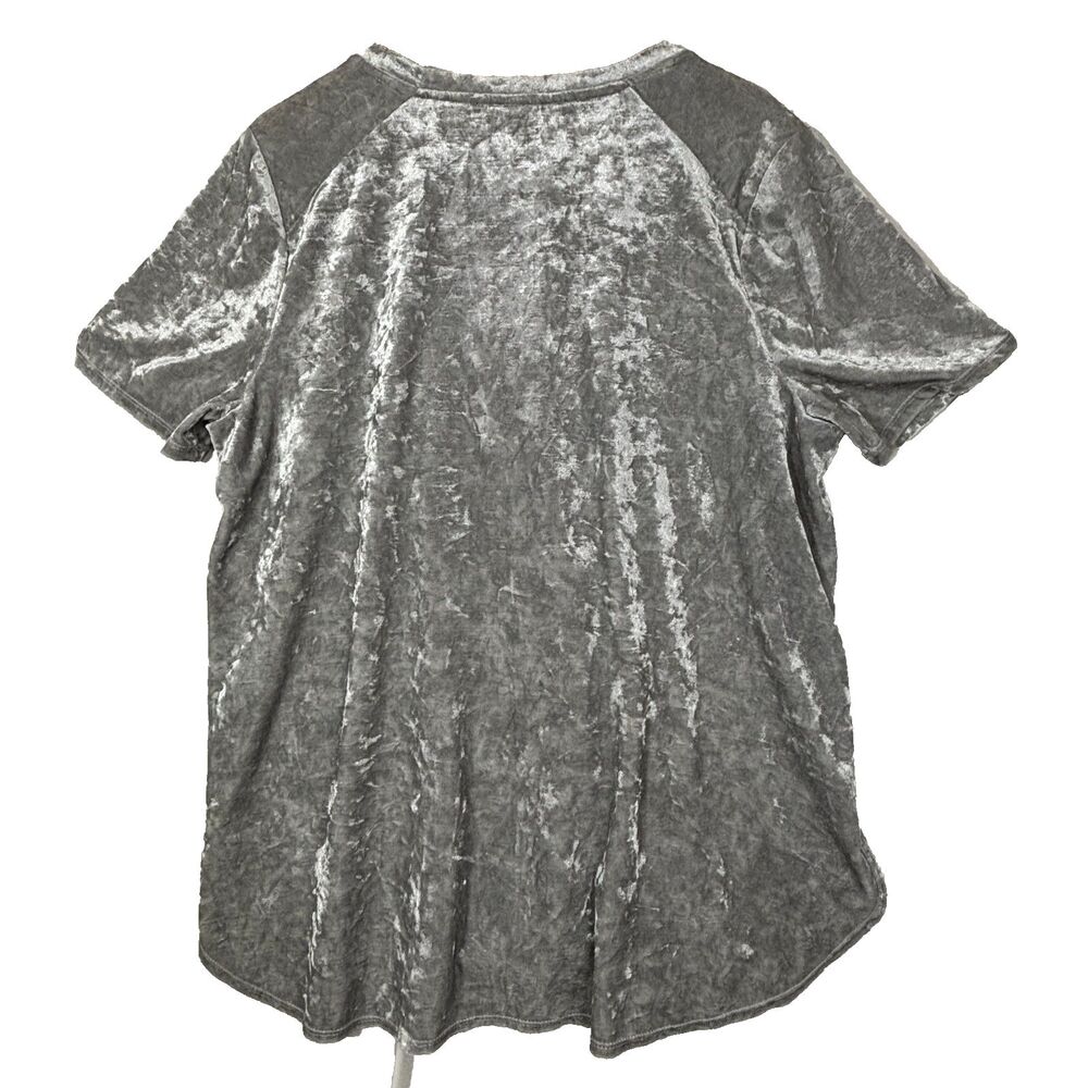 Faded Glory Crushed Velvet Womens Top Silver Whimsigoth Glam NYE Plus Sz 1X - Picture 3 of 8